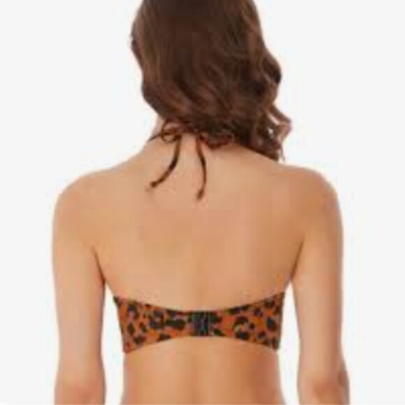 Women's Freya Roar Instinct Leopard Bandeau Halter Bikini Top Underwire Size 34G - Picture 2 of 9